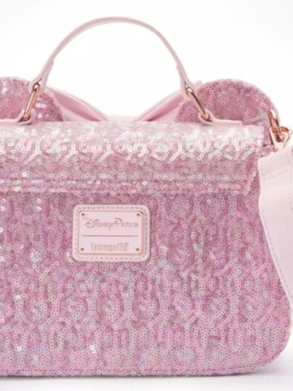 NWT Disney Parks Loungefly Pink Sequin Bow Purse Crossbody Bag - Picture 2 of 3
